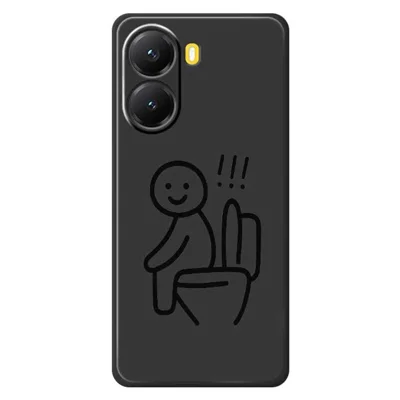 For Xiaomi Redmi Turbo 4 5G  /  Poco X7 Pro 5G Case Stickman Toilet Pattern Printing Straight Edge TPU Phone Back Cover - Black