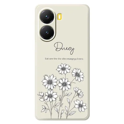 For Xiaomi Redmi Turbo 4 5G  /  Poco X7 Pro 5G Case Sketch Flowers Pattern Printing Straight Edge TPU Phone Back Cover - Beige