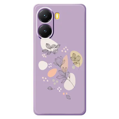 For Xiaomi Redmi Turbo 4 5G  /  Poco X7 Pro 5G Case Sketch Leaves Pattern Printing Straight Edge TPU Phone Back Cover - Purple