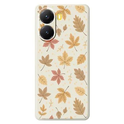 For Xiaomi Redmi Turbo 4 5G  /  Poco X7 Pro 5G Case Leaves Pattern Printing Straight Edge TPU Phone Back Cover - Beige