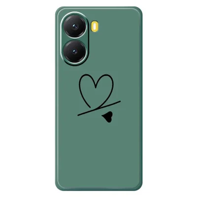 For Xiaomi Redmi Turbo 4 5G  /  Poco X7 Pro 5G Case Black Love Pattern Printing Straight Edge TPU Phone Back Cover - Green