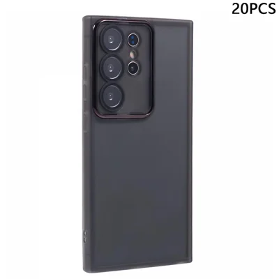 Bulk Purchasing 20Pcs For Samsung Galaxy S24 Ultra Case Electroplated Camera Frame TPU Phone Cover Precise Cutouts - Transparent Black