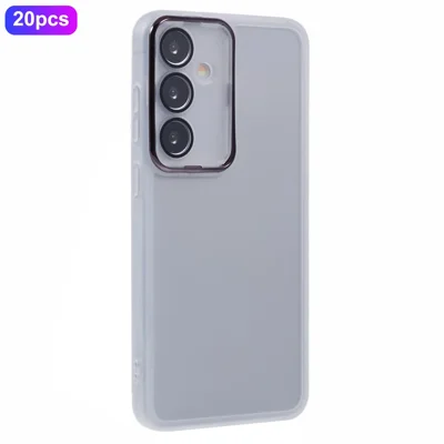 Bulk Purchasing 20Pcs For Samsung Galaxy S25 Case Electroplated Camera Frame TPU Phone Cover Precise Cutouts - Transparent White