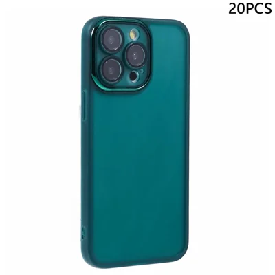 Bulk Purchasing 20Pcs For iPhone 12 Pro Max Case Electroplated Camera Frame TPU Phone Cover Precise Cutouts - Transparent Green