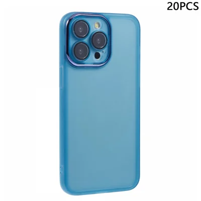 Bulk Purchasing 20Pcs For iPhone 12 Pro Max Case Electroplated Camera Frame TPU Phone Cover Precise Cutouts - Transparent Blue