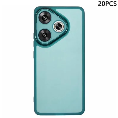 Bulk Purchasing 20Pcs TPU Case for Xiaomi Redmi Turbo 3 5G / Poco F6 5G Electroplated Camera Frame Phone Cover Precise Cutouts - Transparent Green