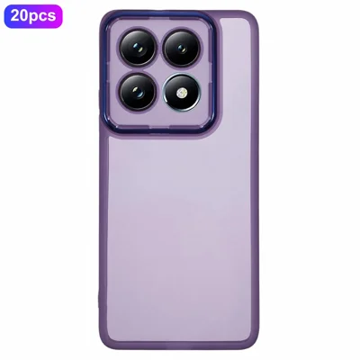 Bulk Purchasing 20Pcs For Xiaomi 14T Pro Case Electroplated Camera Frame TPU Phone Cover Precise Cutouts - Transparent Purple
