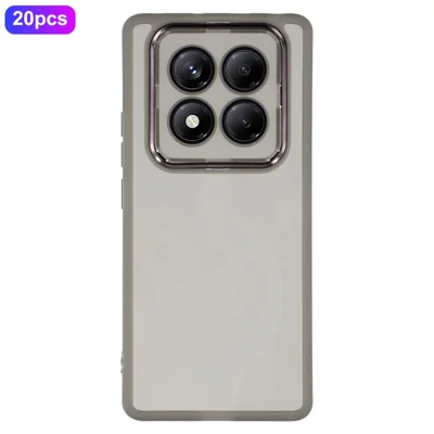 Bulk Purchasing 20Pcs For Xiaomi Redmi Note 14 Pro 5G Case Electroplated Camera Frame TPU Phone Cover Precise Cutouts - Transparent Black