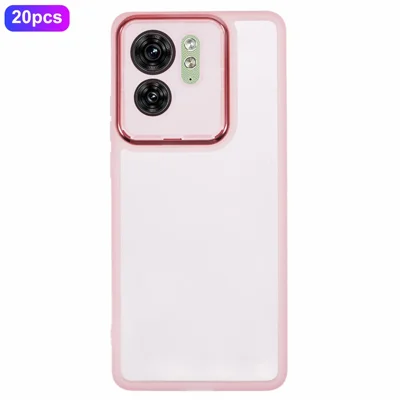 Bulk Purchasing 20Pcs For Motorola Edge 40 5G Case Electroplated Camera Frame TPU Phone Cover Precise Cutouts - Transparent Pink