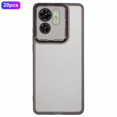 Groothandel 20 stuks voor Motorola Edge 40 5G hoesje Verchroomd cameraframe TPU telefoonhoes Precieze uitsparingen - Transparant Zwart