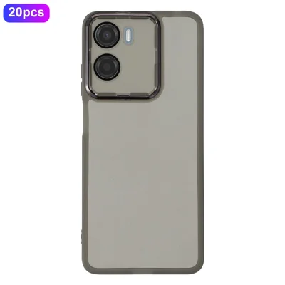 Groothandel 20 stuks voor Motorola Moto G05 4G hoesje Verchroomd cameraframe TPU telefoonhoesje Precieze uitsparingen - Transparant Zwart