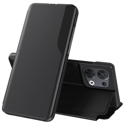 Capa de Telemóvel Tipo Carteira para Oppo Reno8 5G (Versão Global) com Função de Suporte em Pele PU - Preto