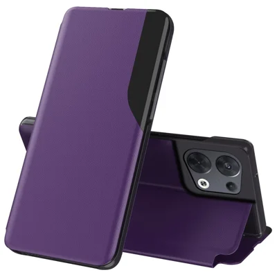 For Oppo Reno8 5G (Global Version) Phone Case Folio Flip PU Leather Stand Cover - Purple