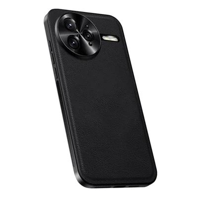For Xiaomi Redmi K80 Pro 5G Case PU + TPU + PC Phone Back Cover with Metal Lens Frame - Black