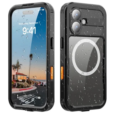SHELLBOX For iPhone 17 IP68 Waterproof Case Compatible with MagSafe Clear Phone Cover - Black