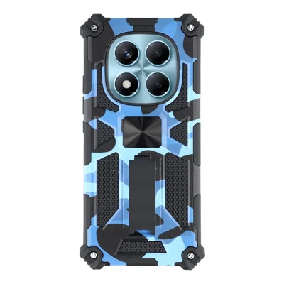 For Xiaomi Redmi Note 14 Pro 4G  / 5G /  Note 14 Pro+ 5G Case Kickstand PC+TPU Camouflage Military Grade Phone Cover - Camouflage Blue