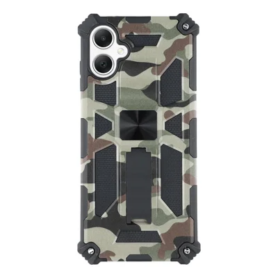 For Samsung Galaxy A06 4G Case Kickstand PC+TPU Camouflage Military Grade Phone Cover - Army Green
