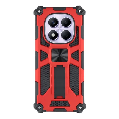 For Xiaomi Redmi Note 14 Pro 4G / 5G / Note 14 Pro+ 5G Phone Case Kickstand Drop Protection PC + TPU Back Cover - Red