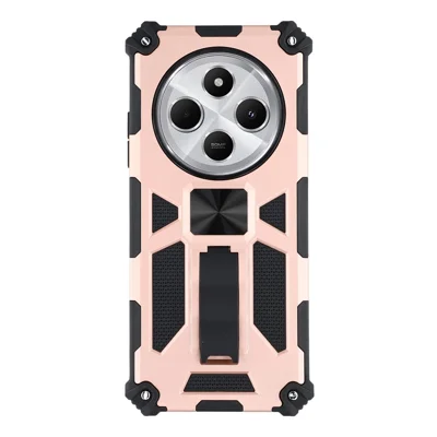 Phone Case For Xiaomi Redmi 14C 4G / 14R 5G / Poco C75 4G Kickstand Drop Protection PC + TPU Back Cover - Rose Gold