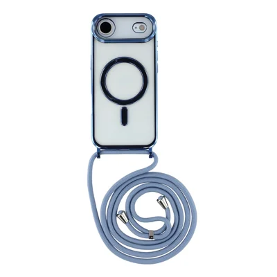 For iPhone Air Case Compatibel met MagSafe Electrolytisch Verkoperde TPU Telefoonhoes met Schouderband - Blauw