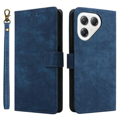 For TECNO Pova 7 Ultra 5G LJ9 Case Wallet RFID Blocking PU Leather Phone Cover Stand with Strap - Blue