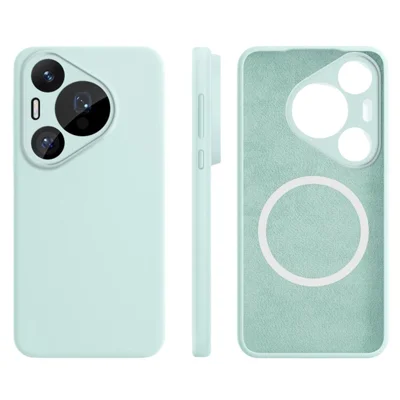For Huawei Pura 70 Pro Magnetic Case Precise Cutouts Liquid Silicone + PC Phone Cover - Light Green