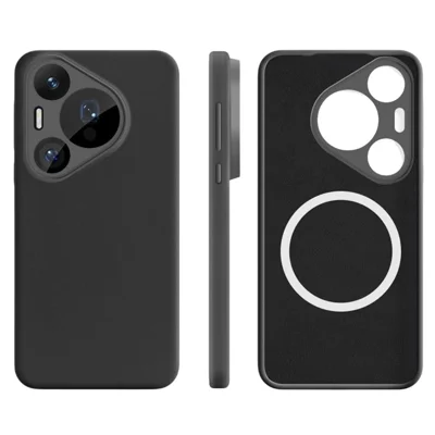 For Huawei Pura 70 Pro Magnetic Case Precise Cutouts Liquid Silicone + PC Phone Cover - Black