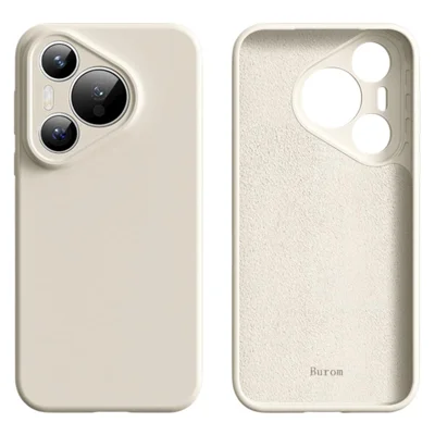 Voor Huawei Pura 70 Hoes Precieze Uitsparingen Vloeibaar Silicone + PC Stootvaste Telefoonhoes - Antiek Wit
