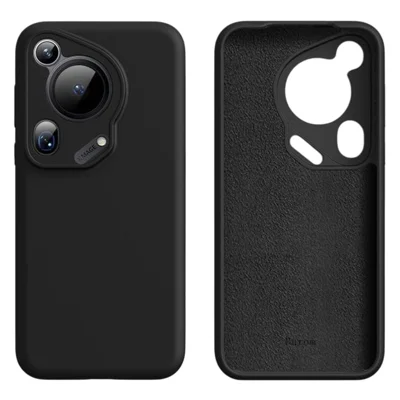 For Huawei Pura 70 Ultra Case Precise Cutouts Liquid Silicone + PC Shockproof Phone Cover - Black