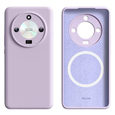 For Honor X50 5G Magnetic Case Precise Cutouts Liquid Silicone + PC Phone Cover - Light Purple