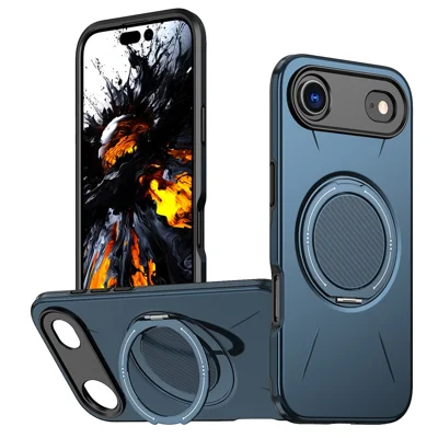For iPhone Air Magnetic Case Rotating Kickstand TPU + PC Phone Cover - Blue