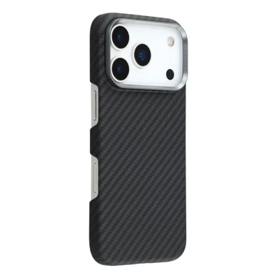 For iPhone 17 Pro Magnetic Case 1500D Coarse Texture Aramid Fiber Phone Cover with Metal Lens Frame