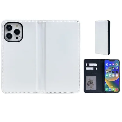 For iPhone 16 Pro Case DIY Blank Heat Transfer Leather Flip Phone Cover Set with Inner TPU Case