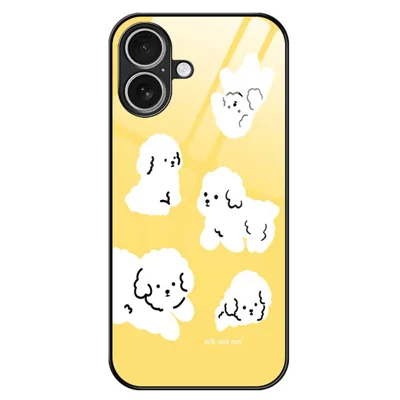 For iPhone 17 Case TPU PC Tempered Glass Pattern Printing Phone Back Cover - B0143