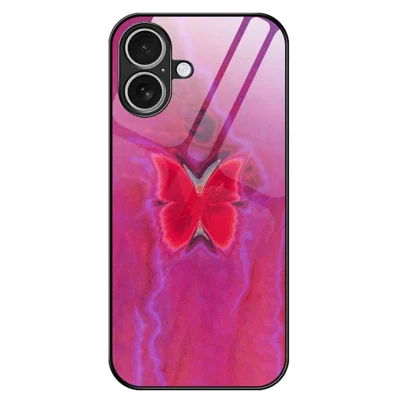 For iPhone 17 Case TPU PC Tempered Glass Pattern Printing Phone Back Cover - B0144