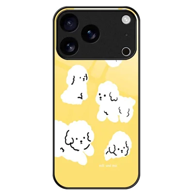 For iPhone 17 Pro Case TPU PC Tempered Glass Pattern Printing Phone Back Cover - B0143