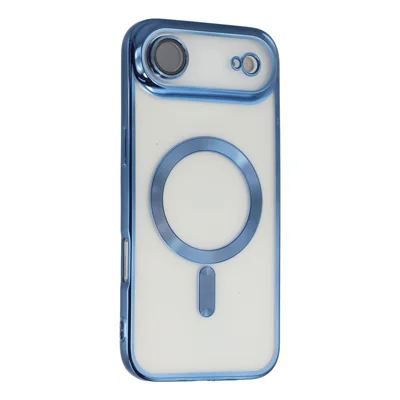 For iPhone Air Magnetic Case CD Veins Glass Lens Guard TPU Phone Back Cover - Blue