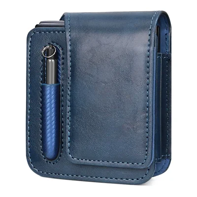 For Samsung Galaxy Z Flip7 5G / Flip6 5G / Flip5 5G Phone Pouch Retro Vintage Style Universal Flip Phone Protective Case - Blue