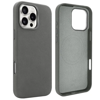 For iPhone 16 Pro Max Magnetic Case Retro Jeans Texture PU + PC Phone Cover - Dark Grey