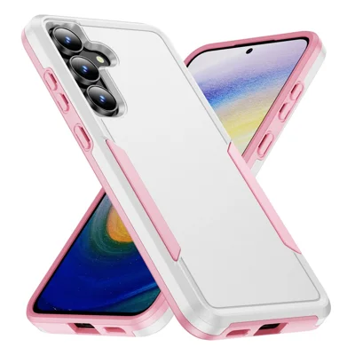 Til Samsung Galaxy S25 FE Case PC + TPU militærgrad faldbeskyttende telefondæksel - Hvid + Pink