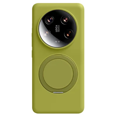 For XXiaomi 14 Ultra Magnetic Case Rotating Kickstand Liquid Silicone PC Phone Cover Skin Touch - Green