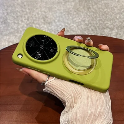 For Oppo Find X8 Ultra 5G Magnetic Case Rotating Kickstand Liquid Silicone PC Phone Cover Skin Touch - Green