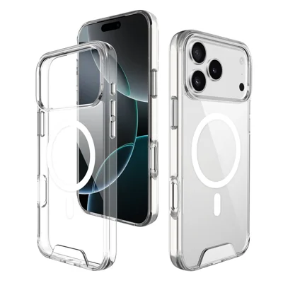 Til iPhone 17 Pro Case Kompatibel med MagSafe TPU+PC Klar Telefonbeskyttelse