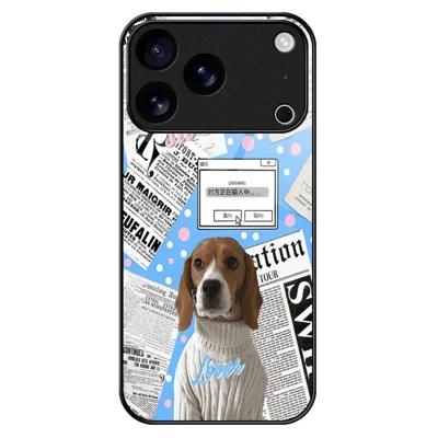 For iPhone 17 Pro Case TPU PC Tempered Glass Pattern Printing Anti Drop Phone Back Cover - B0228