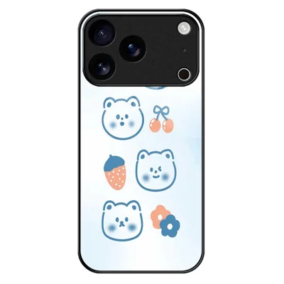 For iPhone 17 Pro Case PC TPU Tempered Glass Pattern Printing Anti Drop Phone Back Cover - B0267