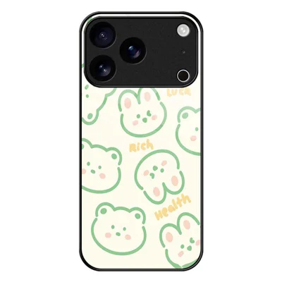 For iPhone 17 Pro Case PC TPU Tempered Glass Pattern Printing Slim Phone Back Cover - B0268