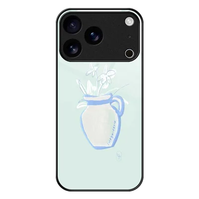 For iPhone 17 Pro Case PC TPU Tempered Glass Pattern Printing Shockproof Phone Back Cover - B0318
