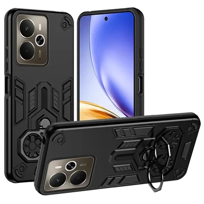 Phone Case for Realme 14 5G  /  P3 5G  /  Neo7x 5G Ring Holder Kickstand PC + TPU Shockproof Cover - Black