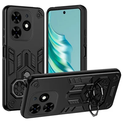 Phone Case for TECNO Spark Go 2024 4G  /  Spark 20  /  Spark 20C  /  Pop 8  /  Infinix Smart 8 4G  /  Smart 8 Plus  /  Smart 8 Pro 4G Ring Kickstand Phone Cover - Black