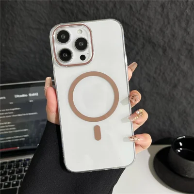 Bulk Purchasing For iPhone 15 Pro Max Clear Case PC Phone Cover Compatible with MagSafe - Desert Gold